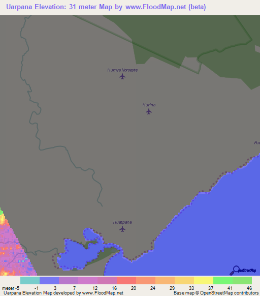 Uarpana,Colombia Elevation Map