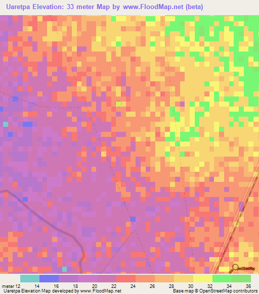 Uaretpa,Colombia Elevation Map