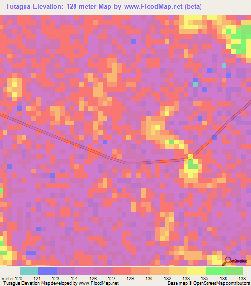 Tutagua,Colombia Elevation Map