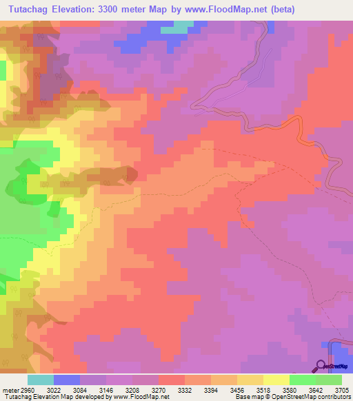 Tutachag,Colombia Elevation Map