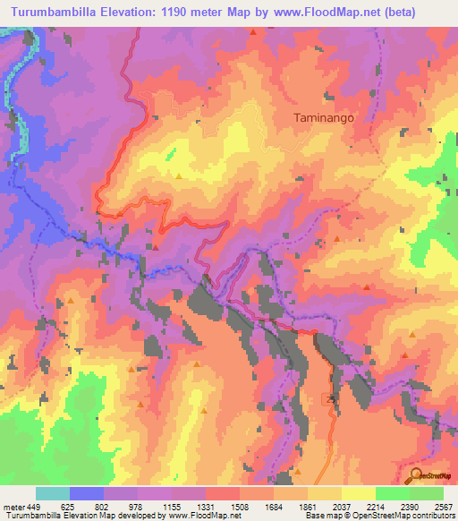 Turumbambilla,Colombia Elevation Map