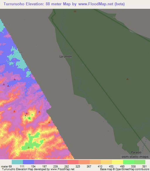 Turruruoho,Colombia Elevation Map