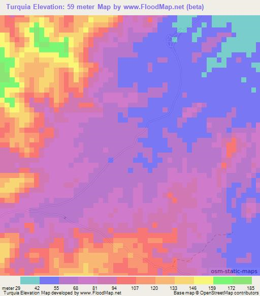 Turquia,Colombia Elevation Map