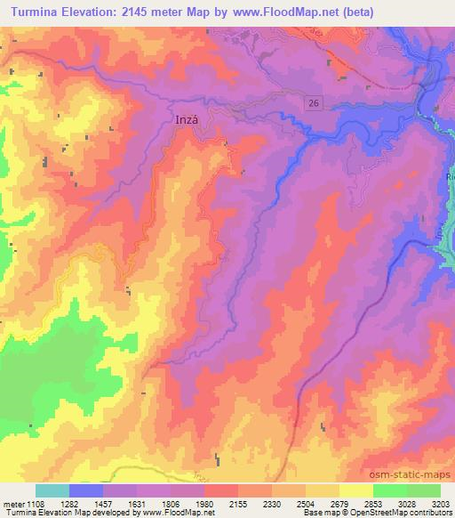 Turmina,Colombia Elevation Map