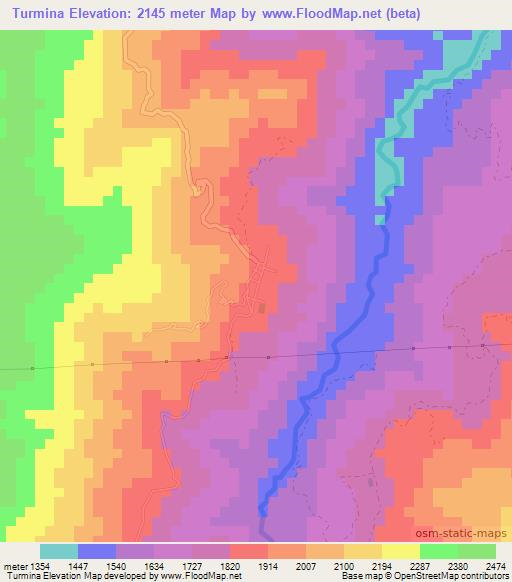 Turmina,Colombia Elevation Map