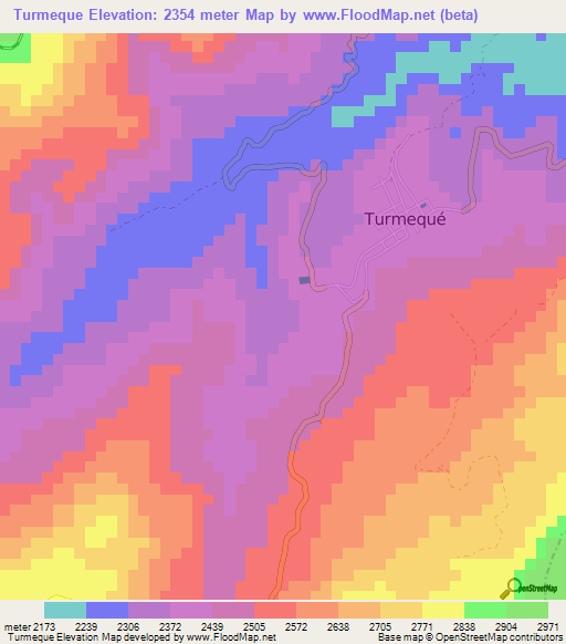 Turmeque,Colombia Elevation Map