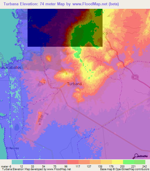 Turbana,Colombia Elevation Map
