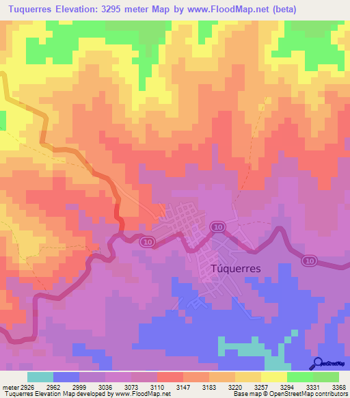 Tuquerres,Colombia Elevation Map