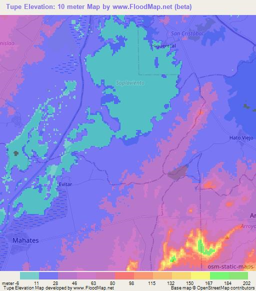 Tupe,Colombia Elevation Map