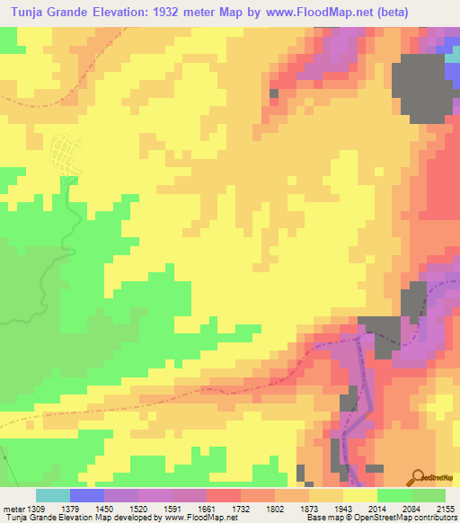 Tunja Grande,Colombia Elevation Map