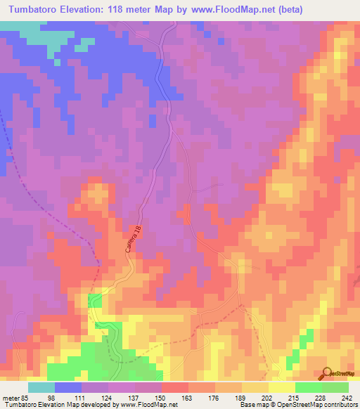 Tumbatoro,Colombia Elevation Map