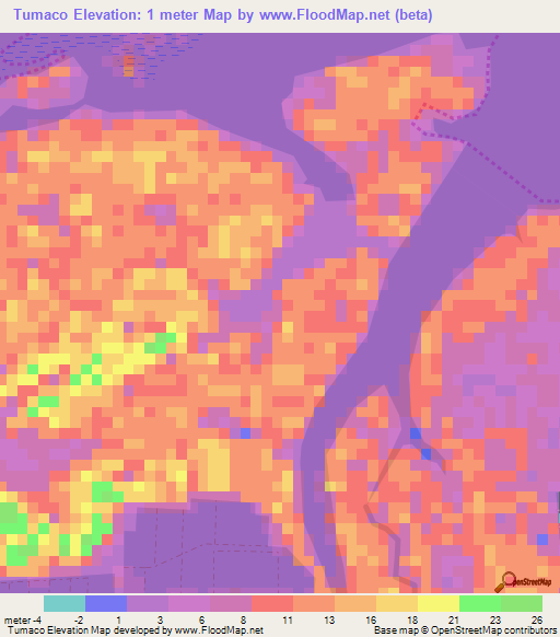 Tumaco,Colombia Elevation Map