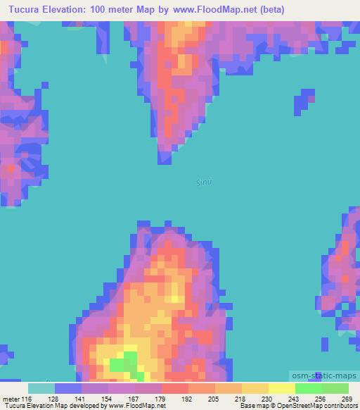 Tucura,Colombia Elevation Map