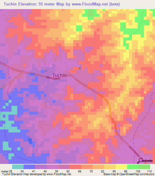 Tuchin,Colombia Elevation Map