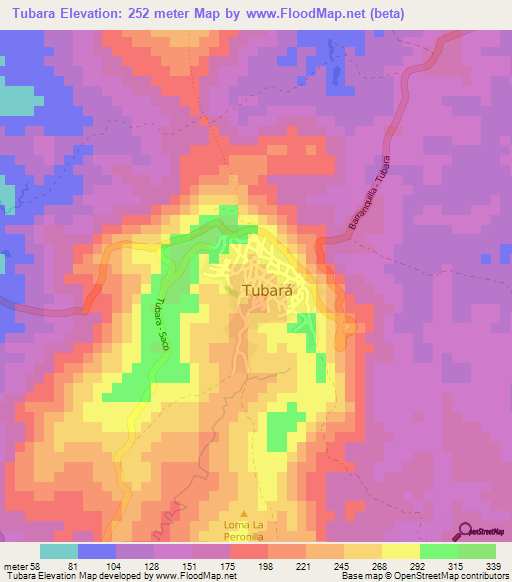 Tubara,Colombia Elevation Map