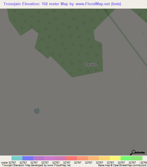 Trounjain,Colombia Elevation Map