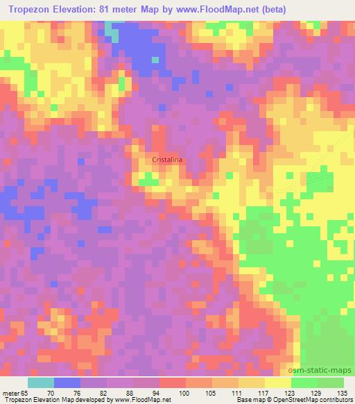 Tropezon,Colombia Elevation Map