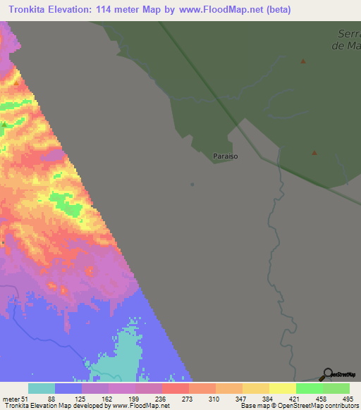 Tronkita,Colombia Elevation Map