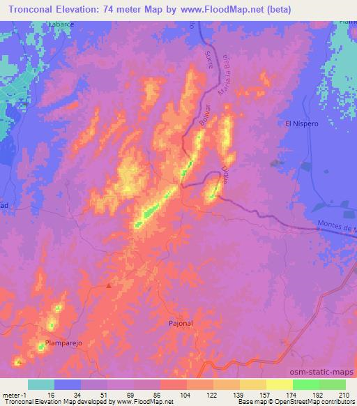 Tronconal,Colombia Elevation Map