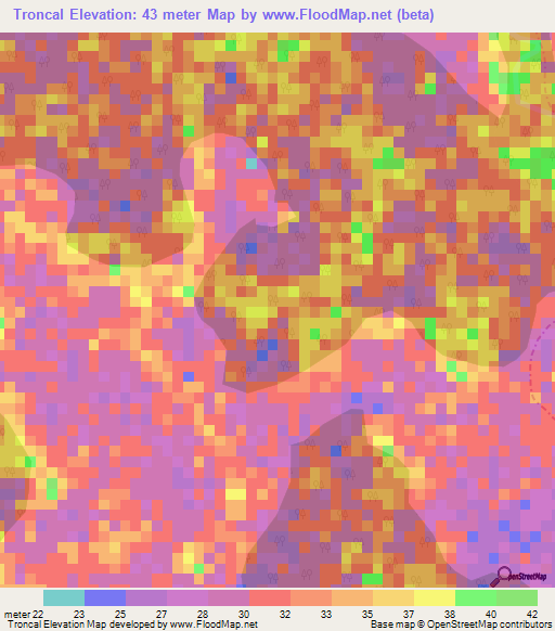 Troncal,Colombia Elevation Map