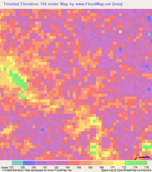 Trinidad,Colombia Elevation Map