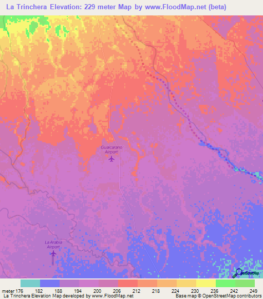 La Trinchera,Colombia Elevation Map