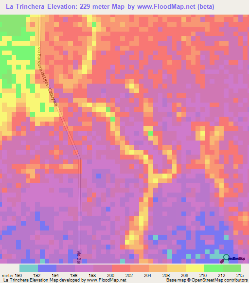 La Trinchera,Colombia Elevation Map