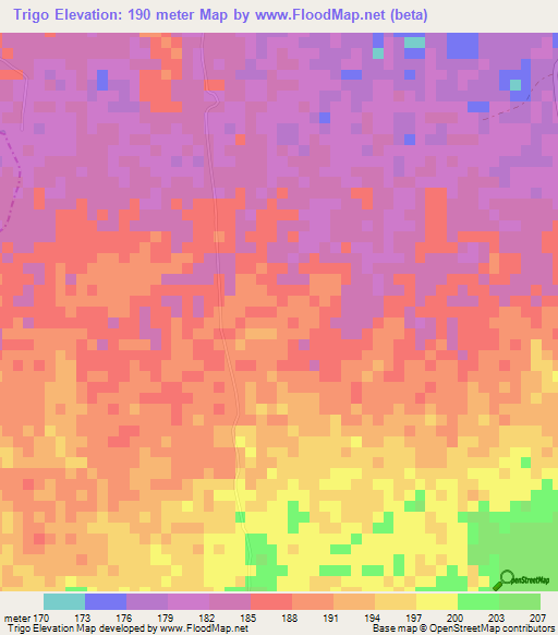 Trigo,Colombia Elevation Map