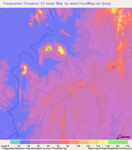 Trespuertas,Colombia Elevation Map