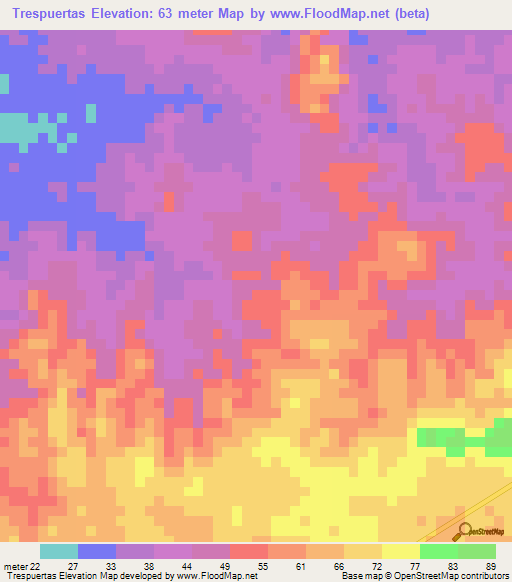 Trespuertas,Colombia Elevation Map