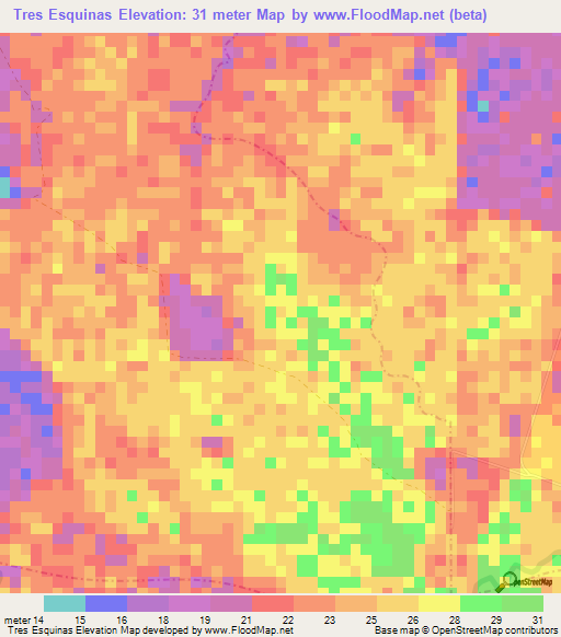 Tres Esquinas,Colombia Elevation Map