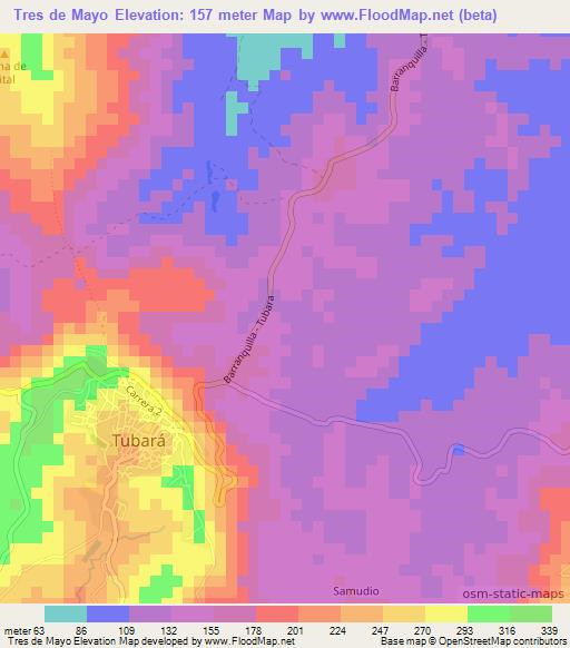 Tres de Mayo,Colombia Elevation Map