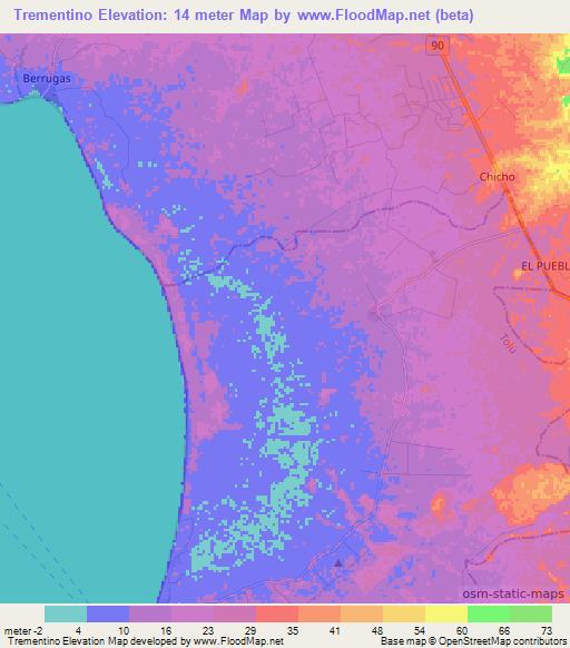 Trementino,Colombia Elevation Map