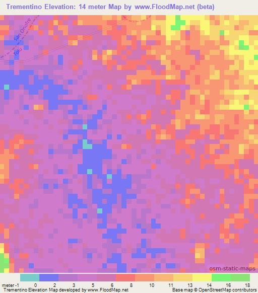 Trementino,Colombia Elevation Map