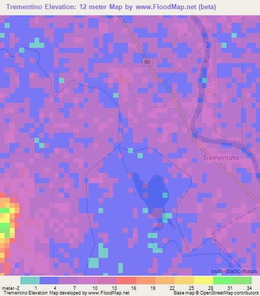 Trementino,Colombia Elevation Map