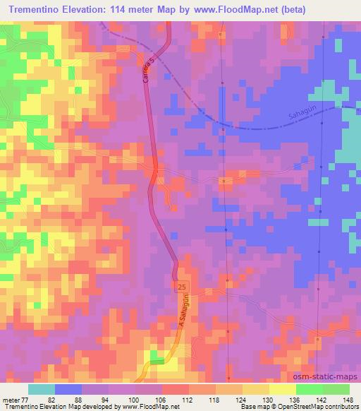 Trementino,Colombia Elevation Map