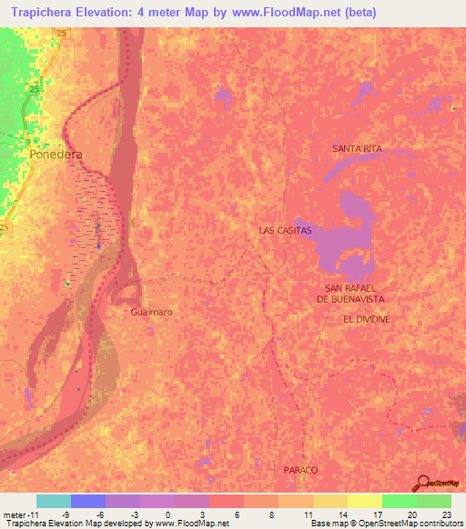 Trapichera,Colombia Elevation Map