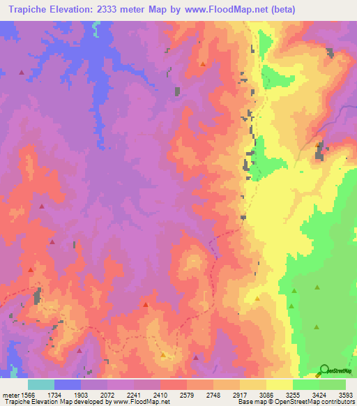 Trapiche,Colombia Elevation Map