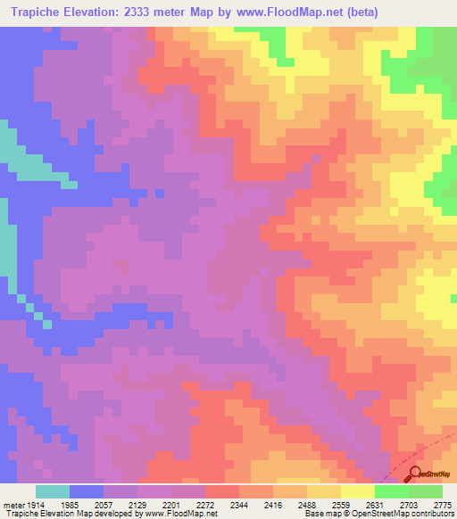 Trapiche,Colombia Elevation Map