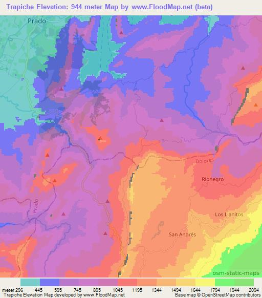 Trapiche,Colombia Elevation Map