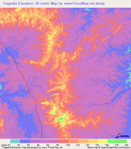 Tragedia,Colombia Elevation Map