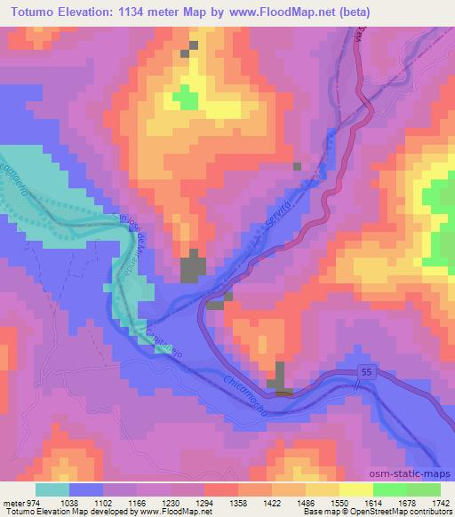 Totumo,Colombia Elevation Map