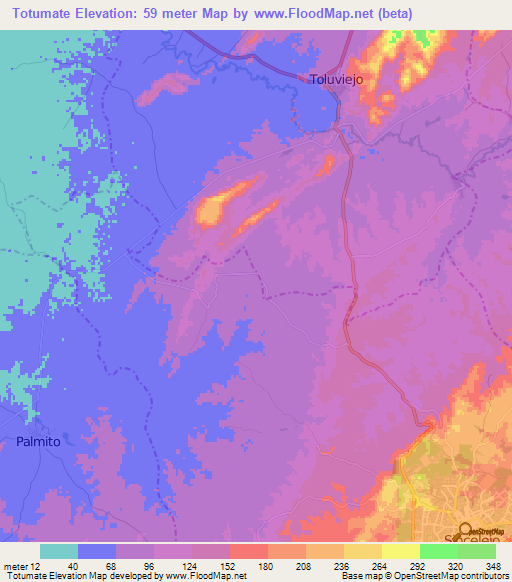 Totumate,Colombia Elevation Map