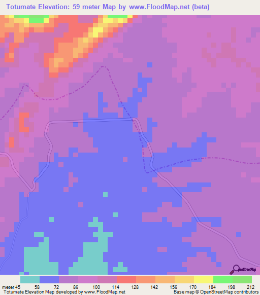 Totumate,Colombia Elevation Map