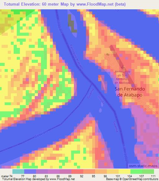 Totumal,Colombia Elevation Map