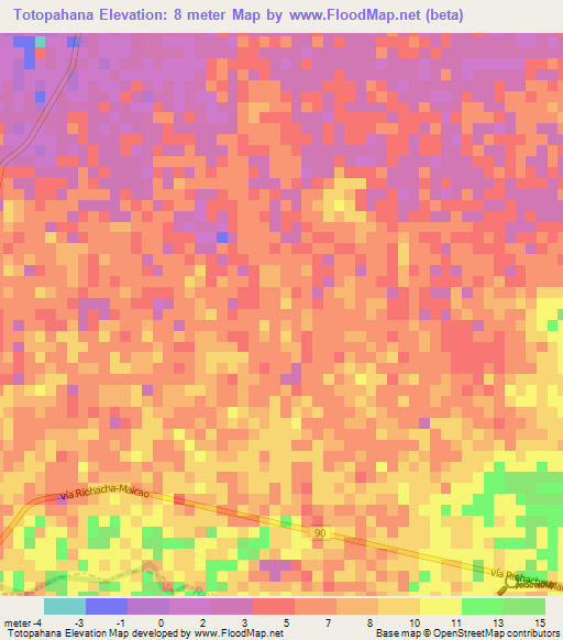 Totopahana,Colombia Elevation Map