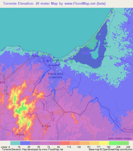 Torrente,Colombia Elevation Map