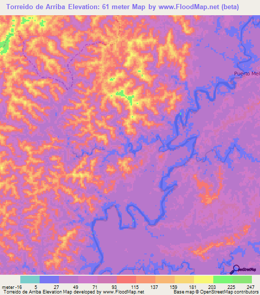 Torreido de Arriba,Colombia Elevation Map