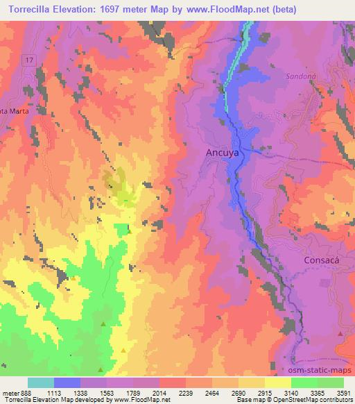 Torrecilla,Colombia Elevation Map