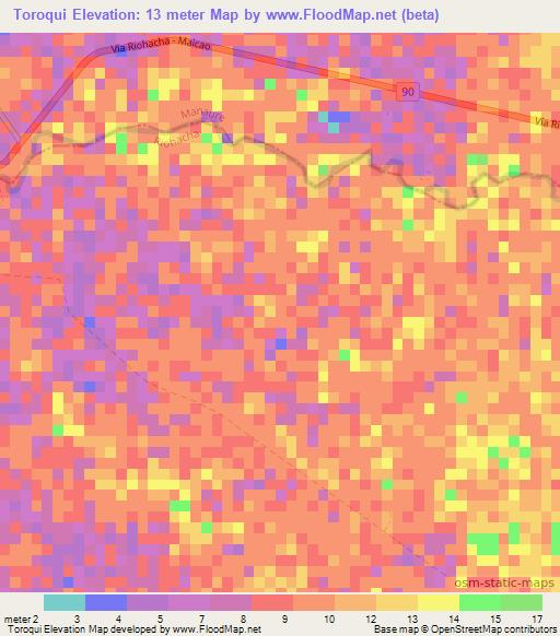 Toroqui,Colombia Elevation Map